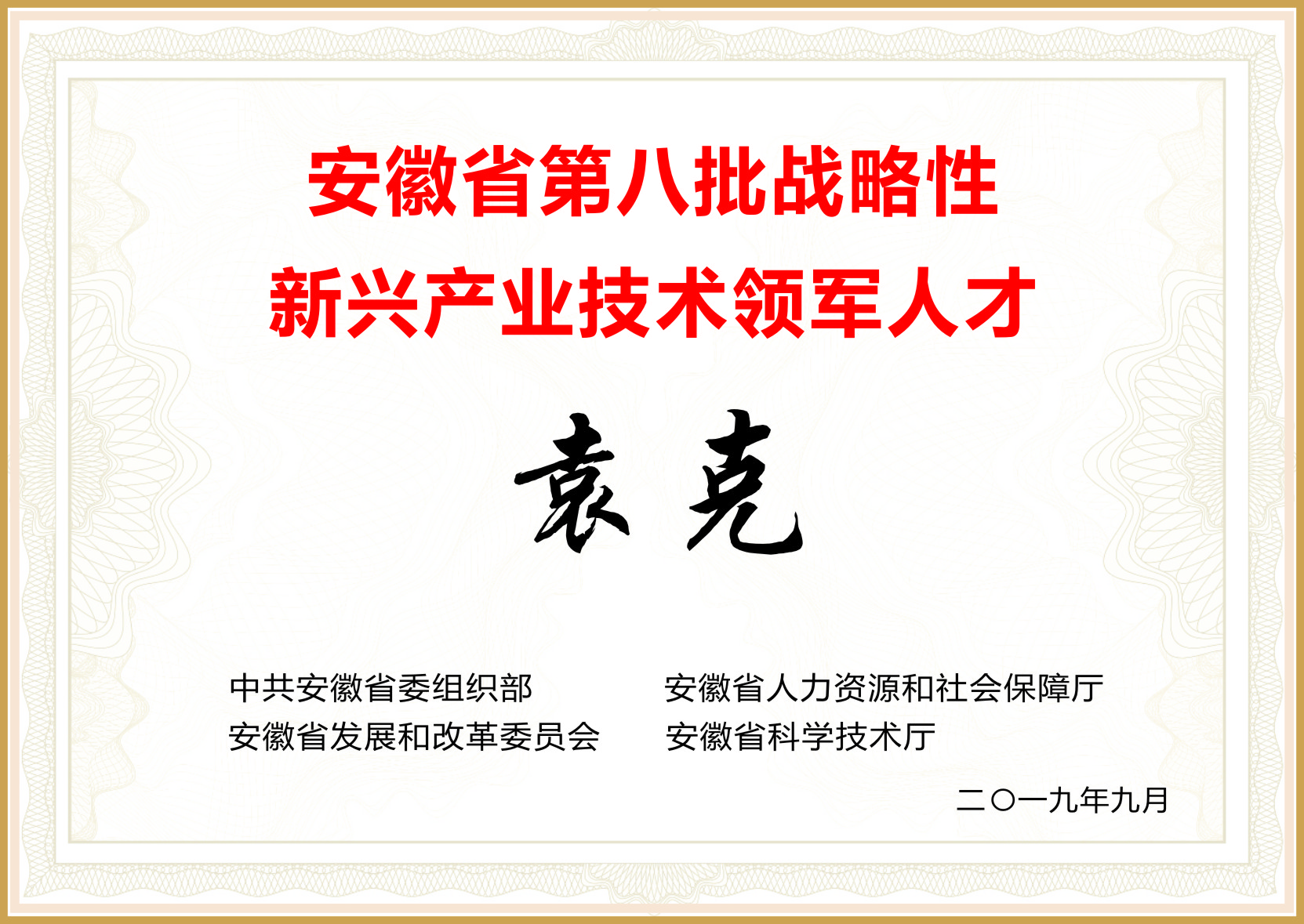 安徽省第八批戰(zhàn)略性新興產業(yè)領軍人才